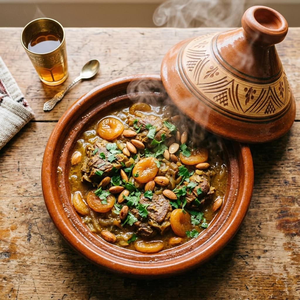 Tagine d'agneau aux abricots et amandes